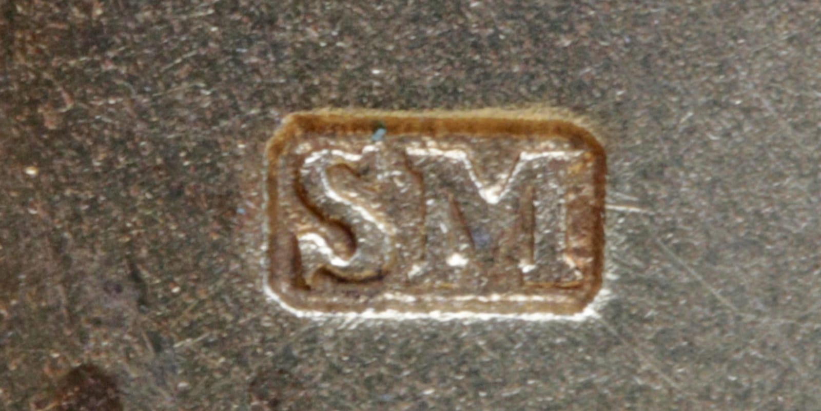 Maker's mark SM in a rectangle, registered by Sampson Mordan in 1823, stamped on silver